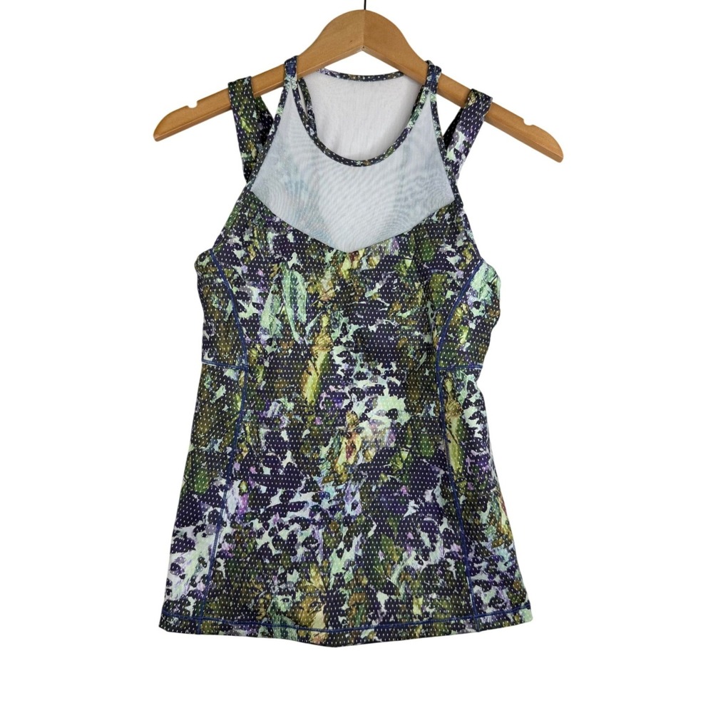 Lululemon "Running in the City" Athletic Tank Top size 6 Multicolor Green/Purple